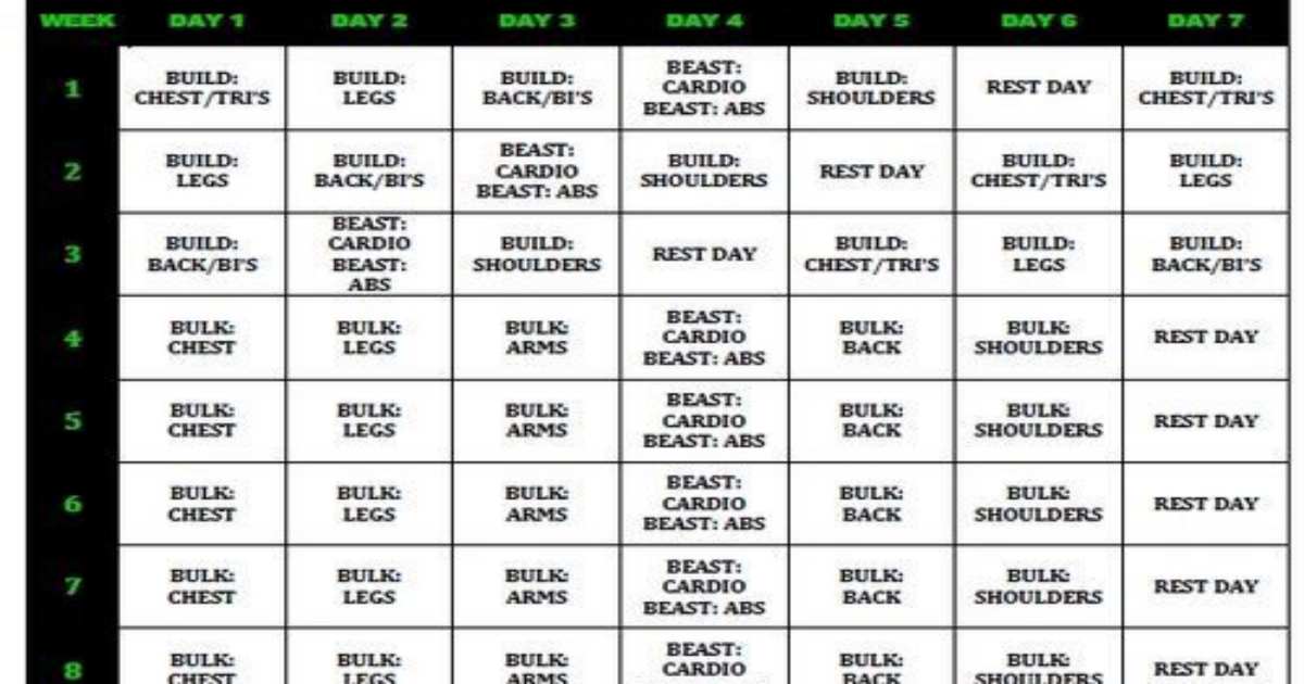 body beast schedule